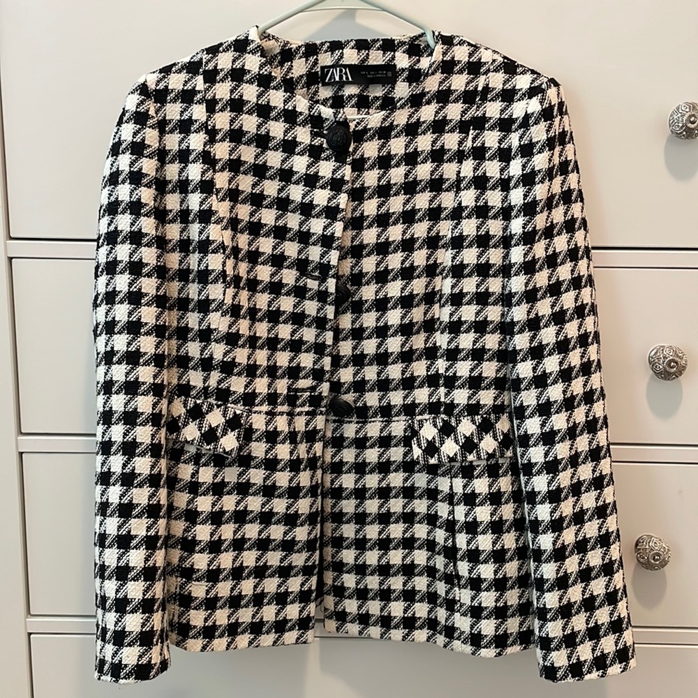 Zara Houndstooth Blazer - L